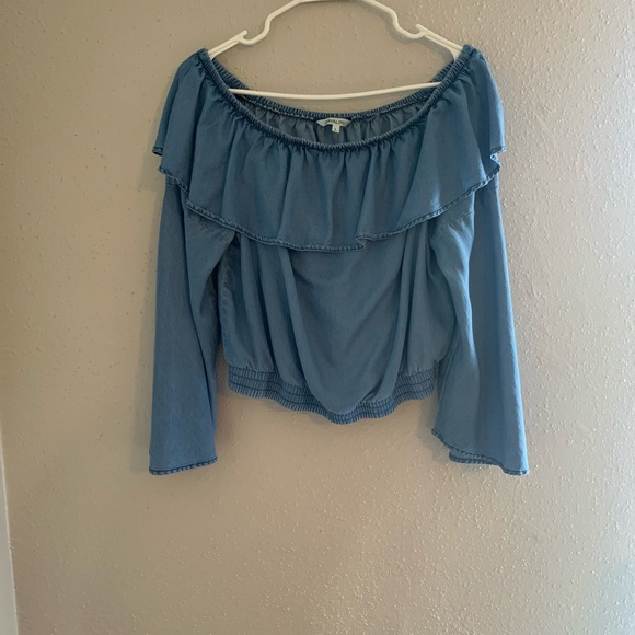 Women's Off-Shoulder Blue Top - Picture 1 of 1